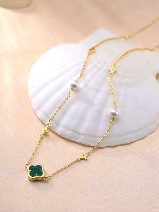 Anthropologie Jewelry - Pearl Clover Necklace Sterling Silver 925 Gold plated